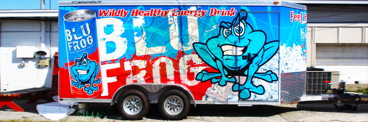 Blue Frog Energy Drink Trailer Wrap