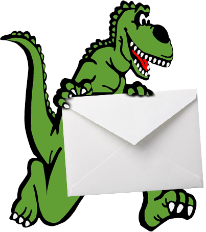 Sign-O-Saurus Logo Holding an Envelope