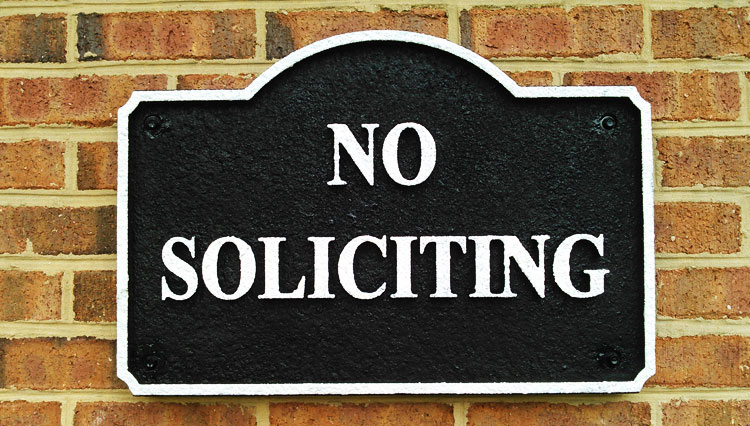 Sand Blasted No Soliciting Sign